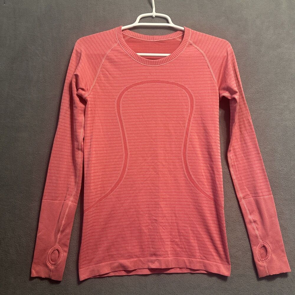 Lululemon Swiftly Tech L/S Rugby Stripe Tonal Heathered‎ Boom Juice Size 6 Pink